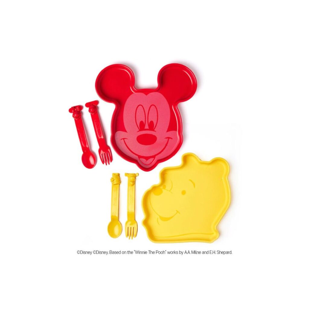 Winnie the Pooh & Mickey Mousse Bord en Bestek