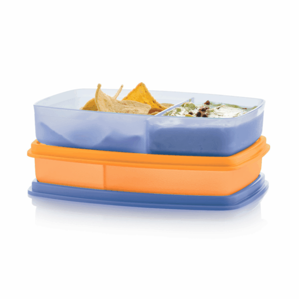 Bentobox 2 stuks blauw en oranje 2 vakjes